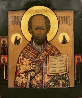 Икона Святой Николай Чудотворец с предстоящими Святыми